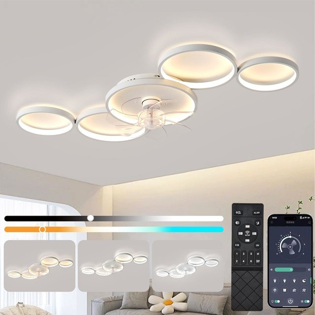 Yopyuenn LED Deckenventilator mit integrierter Beleuchtung, 57W, leise Deckenlampe für Schlafzimmer und Wohnzimmer - Bild 1