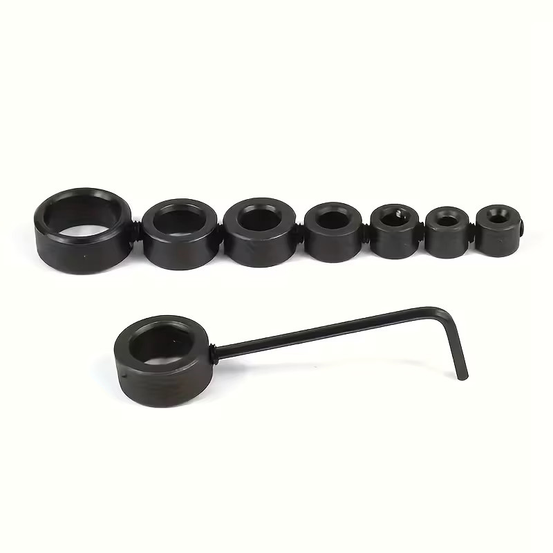 9-teiliges Holzbearbeitungs-Bohrer-Positionierer-Set in Schwarz mit einstellbaren Bohrtiefenbegrenzern und Sechskantschlüssel für Präzisionsbohrungen - Bild 5