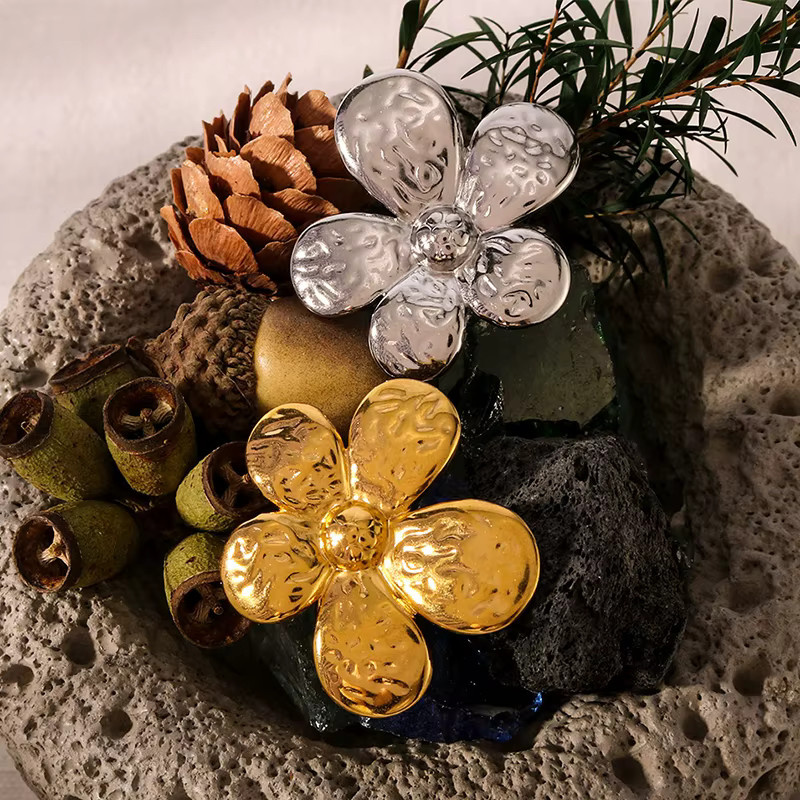 Loe Offener Ring, Edelstahl, Gold, Blume, Damen, Vintage - Bild 2
