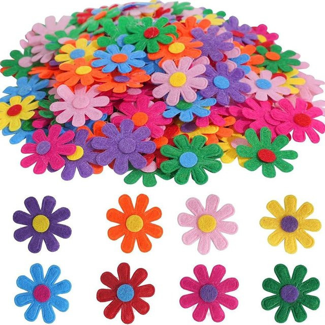 A Family Of Home Textiles Blumen-Applikations-Aufkleber, Filz, Bunt, 100-teiliges Set - Bild 1
