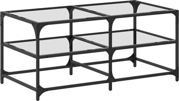 vidaXL Couchtisch mit Glasplatte in Transparent und Schwarz, B/T/H: 98,5 x 50 x 45 cm