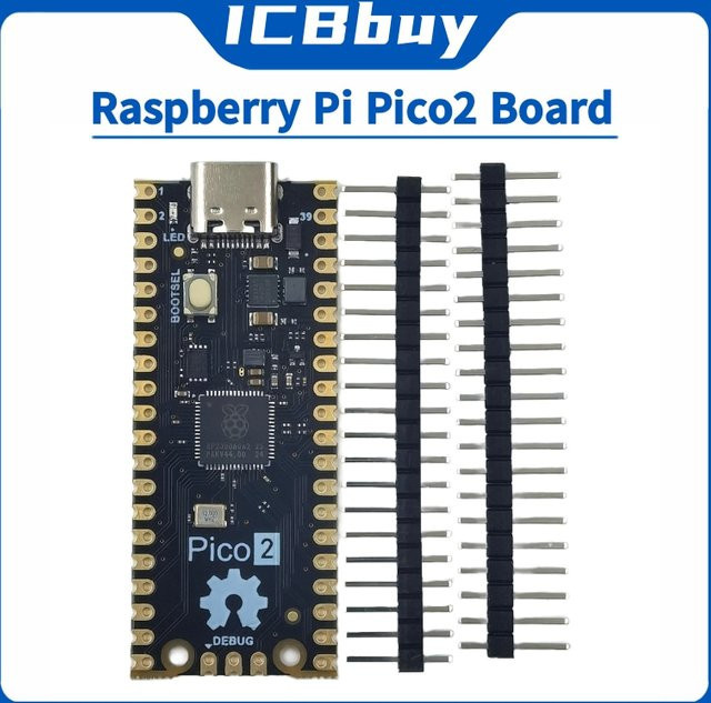 Raspberry Pi Pico2 Entwicklungsboard mit RP2350 Mikrocontroller und USB-C Anschluss in Schwarz - Bild 1