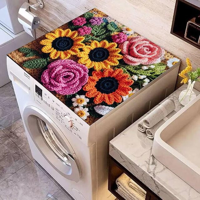 Absorbierende und rutschfeste Diatomeenerde Matte mit 3D-Blumenmuster, wasserdicht und staubdicht, B/T: 50 x 60 cm - Bild 1