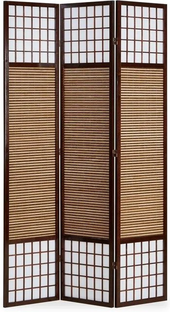 Homestyle4u 3-tlg. Paravent aus Bambus und Reispapier in Braun, B/H: 120 x 200 cm - Bild 1