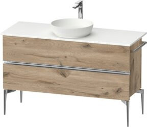 Duravit Sivida Waschtischunterbau bodenstehend mit 2 Schubladen, Farbe Marmor Weiß/Braun, B: 124,5 cm, T: 54,8 cm, H: 47,5 cm - Bild 1