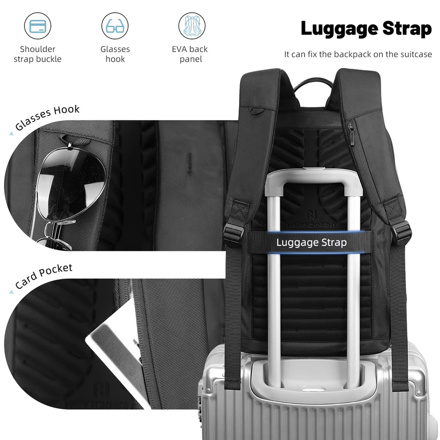 HK Business-Rucksack für Herren in Schwarz mit USB-C-Anschluss, wasserdichter und diebstahlsicherer Laptop-Rucksack für 15,6-Zoll-Geräte - Bild 2
