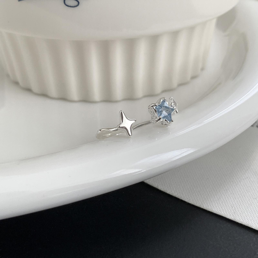 Sternring Damen, Silber, blauer Kristall - Bild 5