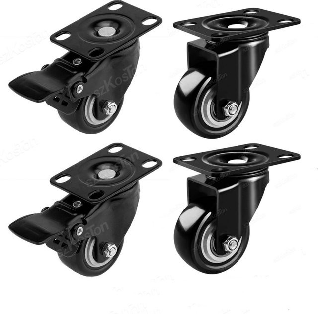 4er Set ouliluye Möbelrollen aus Kunststoff in Schwarz für Plattformwagen, Stühle und Haushaltszubehör - Bild 1