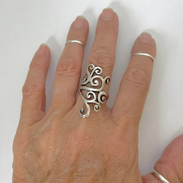 Vintage-Ring silberfarbenes Metall, Damen - Bild 1
