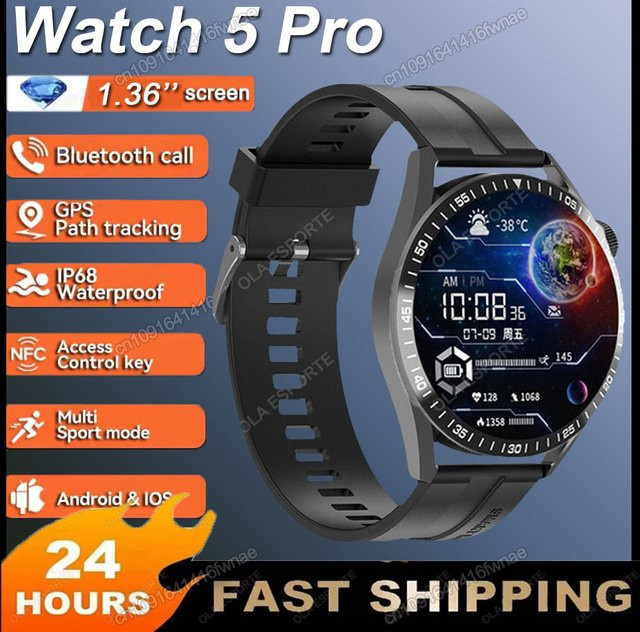 Ola Esporte Smartwatch, Herren, Schwarz, 1,36'', GPS, NFC, Wasserdicht - Bild 1