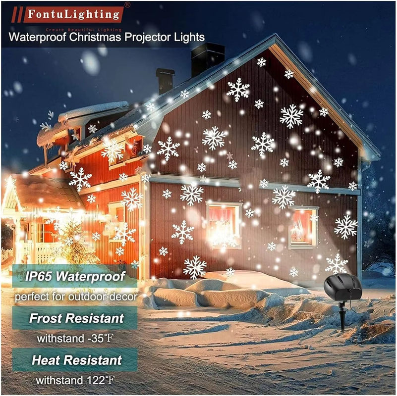 Doppelkopf Weihnachtsschneefall HD Projektor mit Fernbedienung und Timer, IP65 Außenleuchte für Dekoration - Bild 2