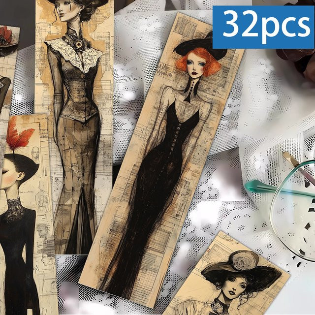32 Stück Lesezeichen im Victoria-Abstrakten-Stil aus Papier, Multicolor, dekorative Seitenmarker für Bücherwürmer und Lehrer - Bild 1