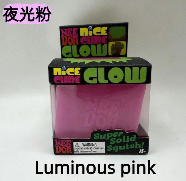 Schylling Needoh Nice Cube Squishy Stressball, pink, leuchtet im Dunkeln - Bild 1