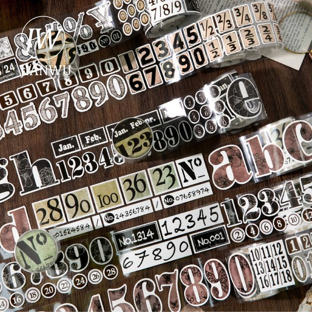JIANWU Washi Tape Cloud Series Vintage Nummern-Landschaft Collage Klebeband für DIY Journal und Scrapbooking, Mehrfarbig - Bild 1
