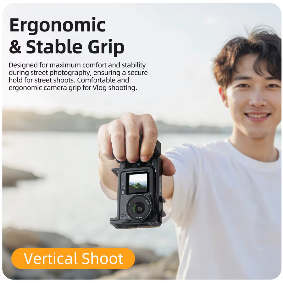 Street Grip Kit für DJI Osmo Action 6 Handgriffhalterung mit Schnellverschluss, Rabbit Cage, Auslöseknopf und Schutzrahmen in Schwarz - Bild 4
