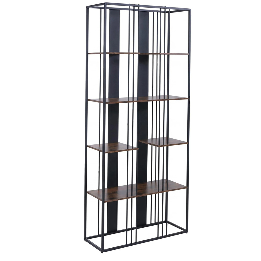 MCW Industrial Regal P12 Bücherschrank aus Metall und Melamin in Schwarz und Dunkelbraun, H x B x T: 180 x 80 x 31 cm - Bild 3