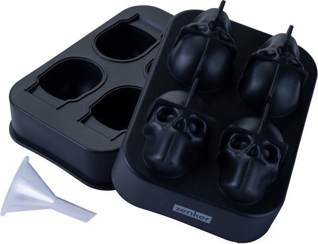 Zenker Happy Halloween Eiswürfelformer Totenkopf in Schwarz und Transparent aus Silikon und Kunststoff - Bild 1