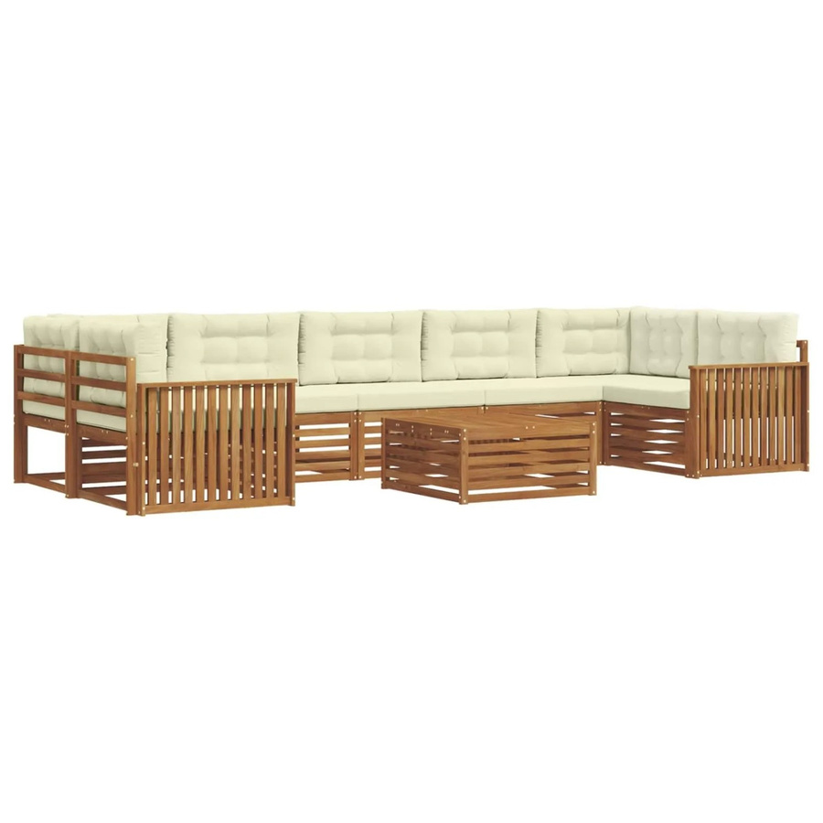 vidaXL Outdoor-Sofagarnitur 8-teilig aus Akazienholz mit Kissen in Natur und Creme - Bild 2