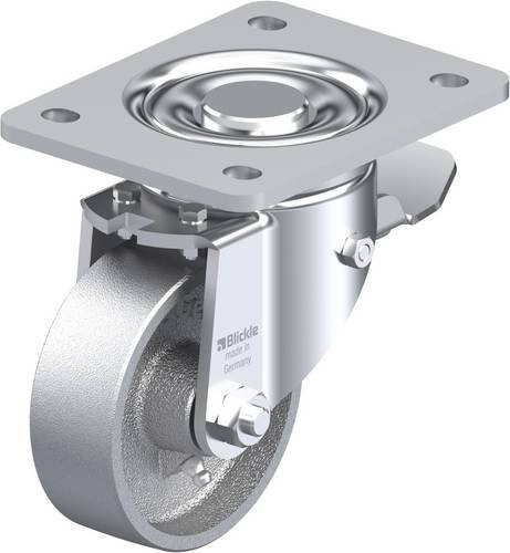 Blickle Lenkrolle LH-G 100G-3-ST mit Feststeller in Silber, Rad-Durchmesser: 100 mm, Tragfähigkeit: 400 kg - Bild 1