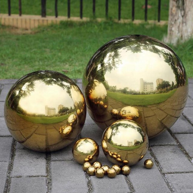 Aura Living Glitzer Edelstahl Spiegelkugel als Garten Dekoration in Silber oder Gold, Durchmesser: 12 cm - Bild 1