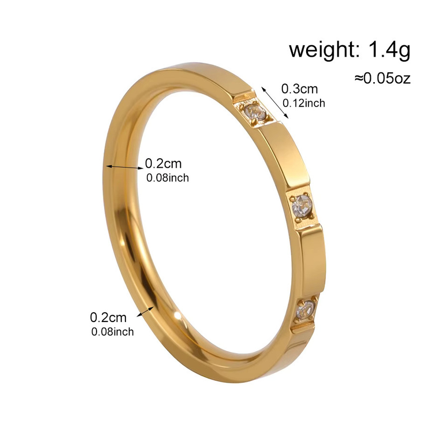 Yupsk Ringe 3-teiliges Set, Edelstahl, Zirkonia, Gold, Damen - Bild 2