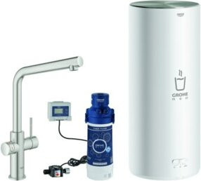 Grohe Spültisch-Einhebelmischer Red Duo supersteel in Chrom, L-Size mit Boiler für kochendes und gefiltertes Wasser - Bild 1