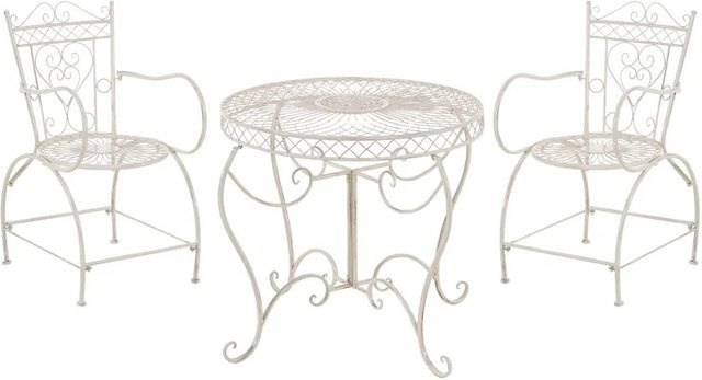 DELUKE Bistroset LORIN Gartenmöbelset für 2 Personen aus Metall in Antik-creme, B/T/H: 90 x 90 x 69 cm - Bild 1