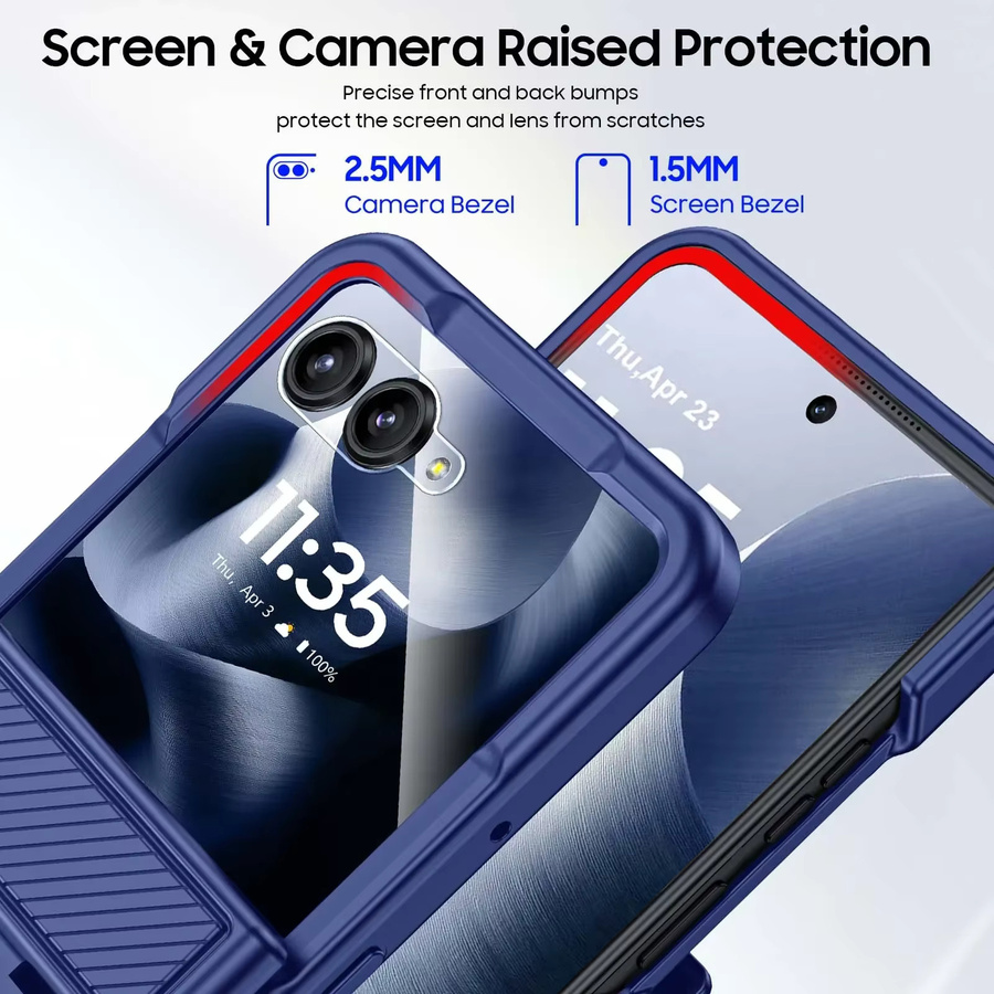 Motorola Razr 2025/2024 Handyhülle mit Kartenhalter und Scharnierschutz, RFID-blockierend und stoßfest, Blau - Bild 6