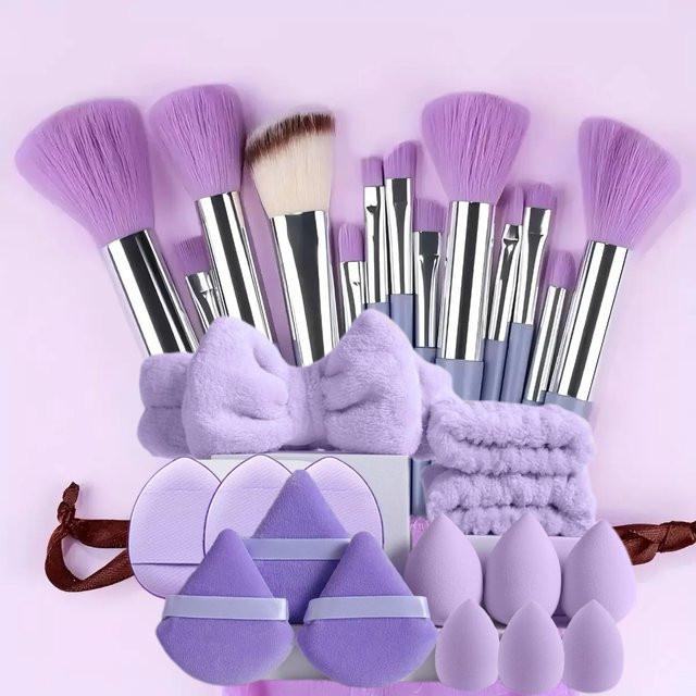 15-teiliges Make-up- und Gesichtswasch-Werkzeugset mit Kosmetikschwämmen und Puderquasten - Bild 1