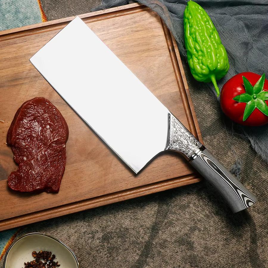 JUMCSONG 8,5-Zoll Chefmesser aus Goldpulverstahl in Silber und Weiß - Bild 3