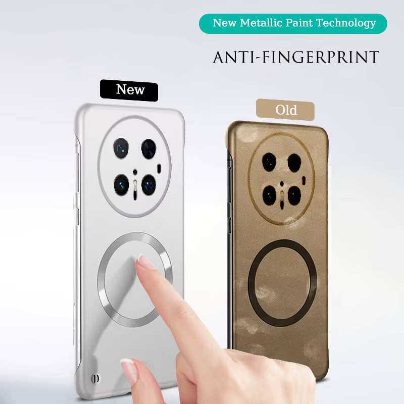 Magnetische Rahmenlose Schutzhülle für Huawei Mate 70 60 50 40 30 Nova 13 Pro aus Hart-PC in Schwarz und Silber - Bild 3