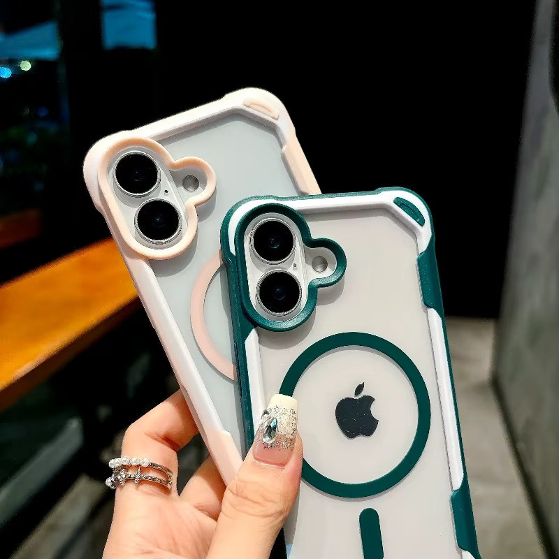 MagSafe magnetische stoßfeste Hybrid-Schutzhülle für Apple iPhone 11 bis 17 Pro Max Plus, transparent - Bild 4