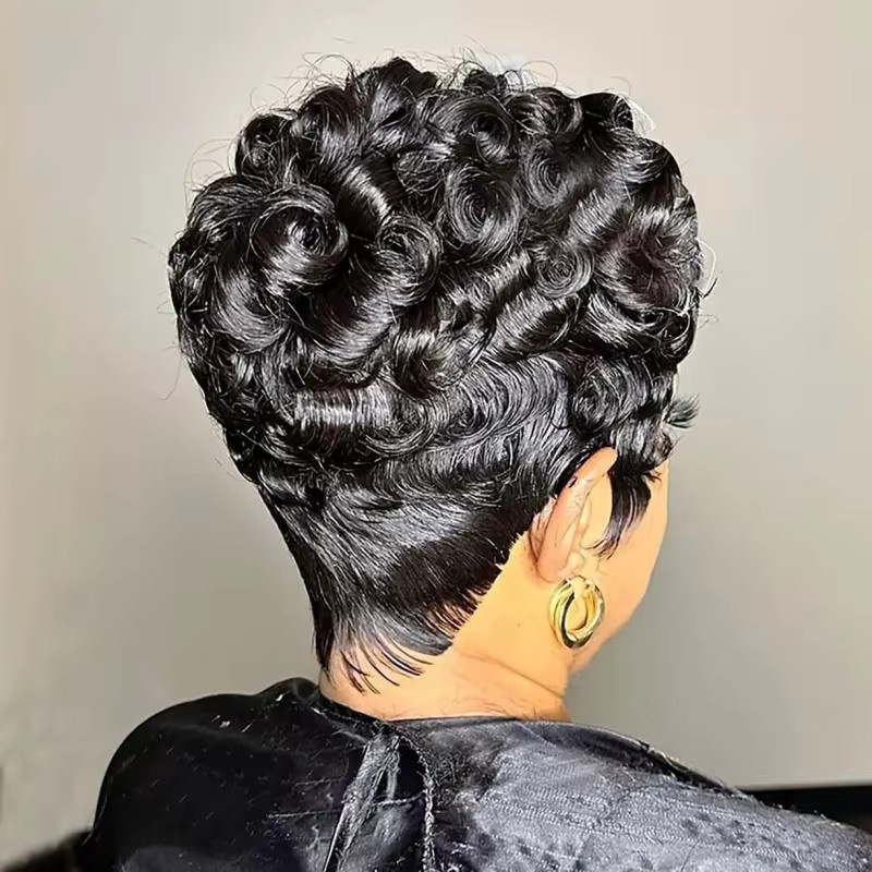 Suri Hair Pixie-Perücke, kurz lockig, schwarz, synthetisch, Damen - Bild 4