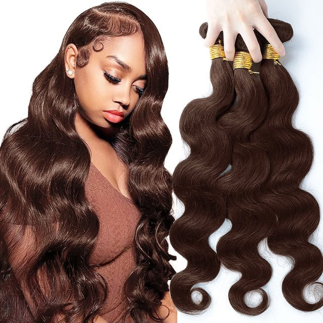 Happy Monday Body Wave Echthaar-Bundles, dunkelbraun, 4 Stück, Damen - Bild 1