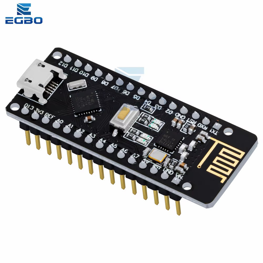 EGBO Rf-nano Arduino Nano V3.0 Micro USB Board mit ATmega328P und nRF24L01 2,4G Drahtlos-Integration, Schwarz - Bild 2