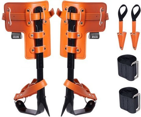 VEVOR Baumsteigeisen aus Legiertem Stahl in Orange, 1 Paar Kletterstifte mit Gurten und Spike-Schutz, Tragkraft 350 lbs, Kletterausrüstung für Baumpfleger, Jäger und Obstsammler - Bild 1