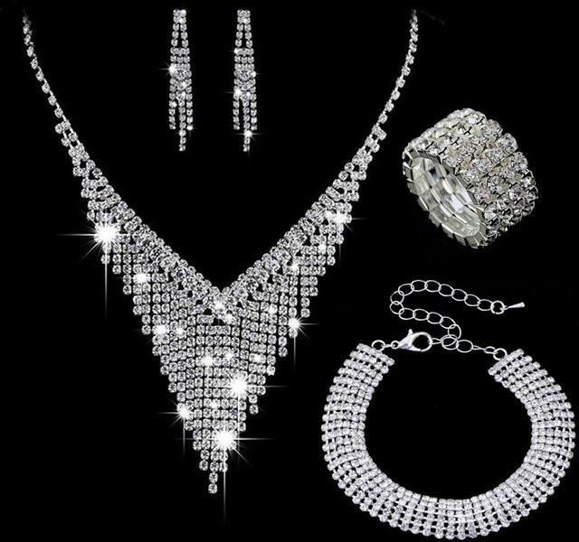 Allbestart Schmuck-Set, Kupfer, Silber, Zirkonia, Kristall, Damen - Bild 1
