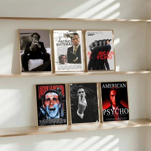 Wasserfester Papieraufkleber Rastar Patrick Bateman American Psycho Vintage Movie Poster in Schwarz - Bild 1