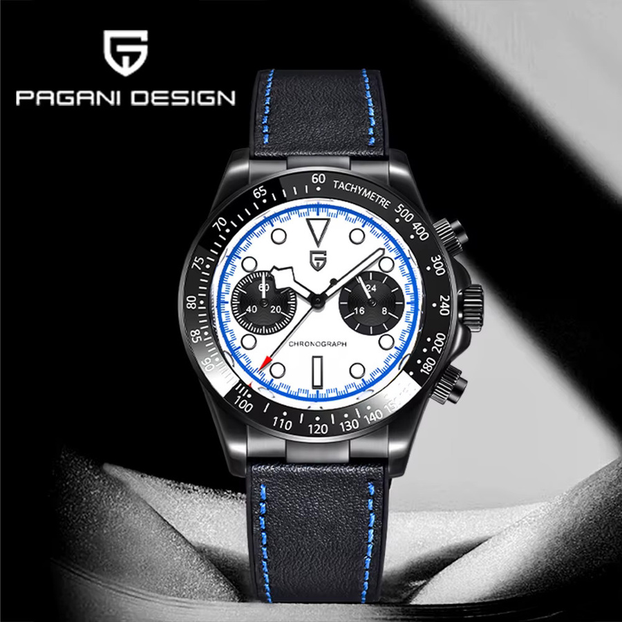 Pagani Design Chronograph, Quarzuhr, Edelstahl, Kautschuk, Schwarz, Herren - Bild 3