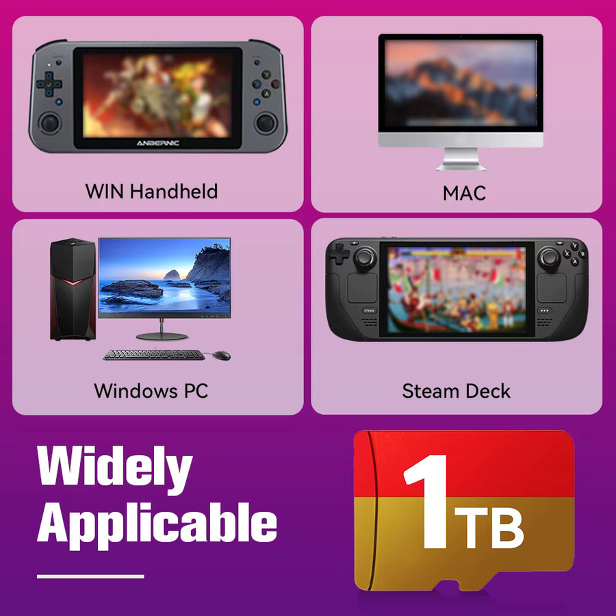 JMachen Speicherkarte mit Batocera OS für Steam Deck und PC, 512 GB oder 1 TB, vorinstalliert mit 61.000 Spielen für N64, PSP, PS3, PS2 und MAME, Farbe: Rot - Bild 1