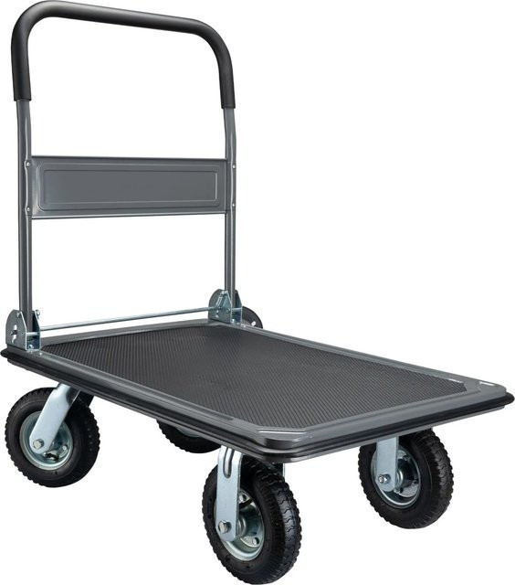 Wiltec Plattformwagen klappbar aus Stahl in Grau und Schwarz, Tragkraft 300 kg, B/T/H: 89,5 x 61,0 x 98,5 cm - Bild 1