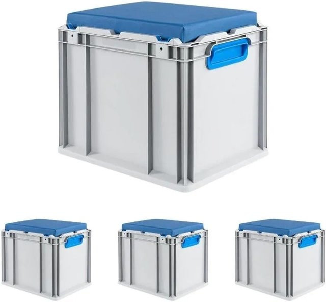 PROREGAL SparSet 4 x Eurobox NextGen Seat Box Blau, H x B x T: 36,5 x 30 x 40 cm, 30 Liter, geschlossene Transportbox aus Kunststoff - Bild 1