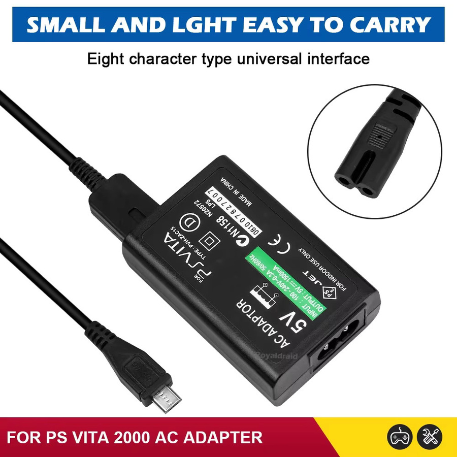HeroAngel Ladegerät Netzteil 5V AC Adapter mit USB-Kabel für PS Vita 2000 PS Vita Slim in Schwarz - Bild 5
