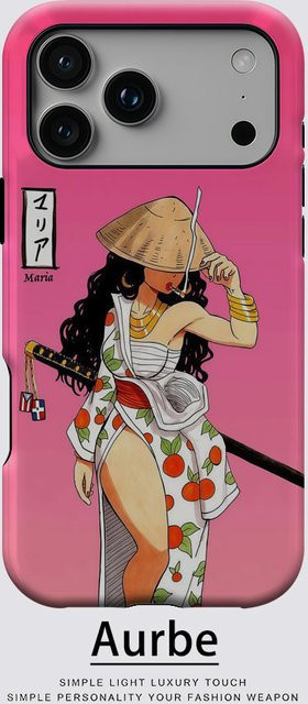 Aurbe Matte 2-in-1 MagSafe Hülle Samurai Chic Maria für iPhone 17 16 15 14 Plus Pro Max in Pink - Bild 1