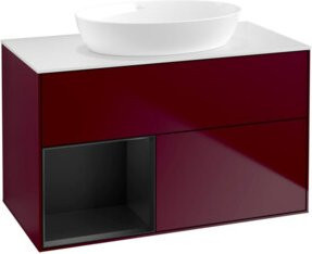 V&B Waschtischunterschrank Finion 100 in Weiß mit blauem Regal, lackiert - Bild 1