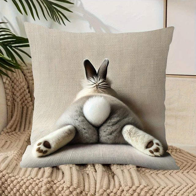 JMG Clothing Kissenbezug mit Häschen-Po-Design in Beige, quadratisch, B/H: 40 x 40 cm - Bild 1