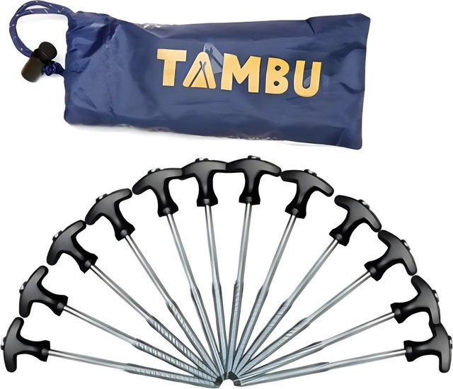 TAMBU Stahlheringe Set in Silber, 12er Pack, Länge: 20 cm, für Zelt, Vorzelt, Pavillon und Plane - Bild 1