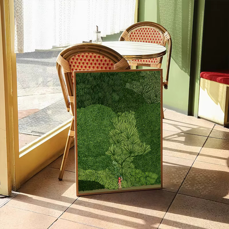 Potdemiel Leinwanddruck Nordisches Grünes Wald-Dschungel Wandbild mit floralem Blättermotiv für dein Wohnzimmer - Bild 2
