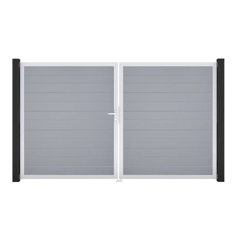 GroJa Tor Basicline Schmal 2-flügelig Silbergrau EV1 DIN Links B: 306 cm, H: 180 cm - Bild 2
