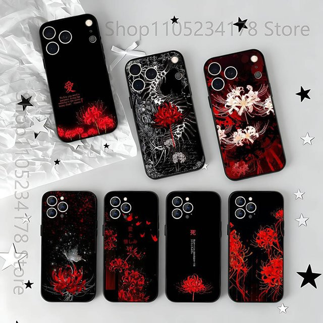 Schwarze weiche Handyhülle Ghoul Red Spider Lily Tokyo für iPhone 11 12 13 14 15 16 17 Pro Max Plus Air Mini - Bild 1
